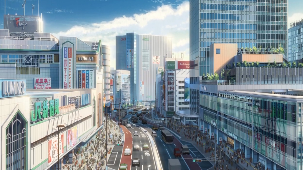 Escena de Your Name en estación de Shinjuku