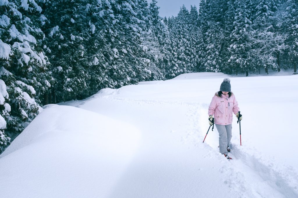 Caminando con raquetas por Takane.