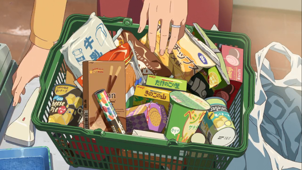 Escena de Your Name con golosinas