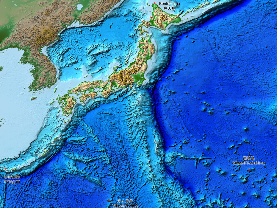 Imagen de satélite de placas tectónicas en Japón
