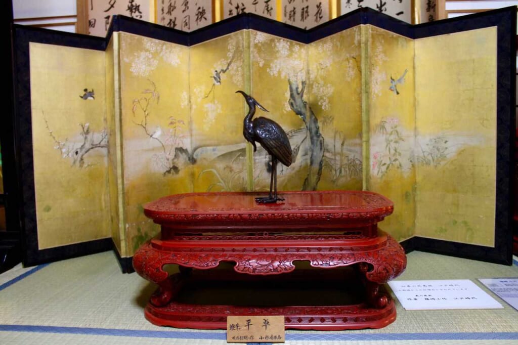 Un biombo de muestra durante el Festival de Machiya Byobu