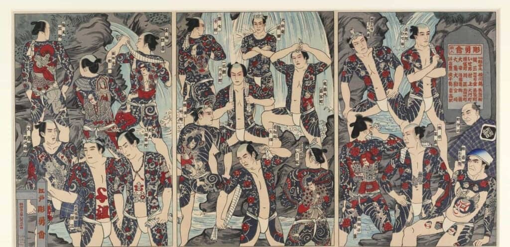 Representación de miembros con tatuajes japoneses del Edo Choyukai