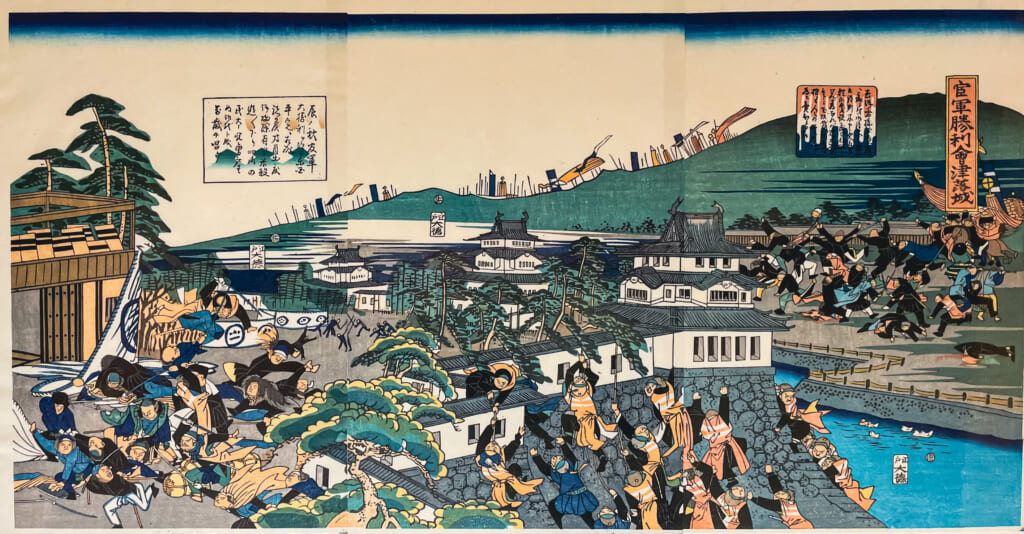 ilustracion de una guerra samurai en japon