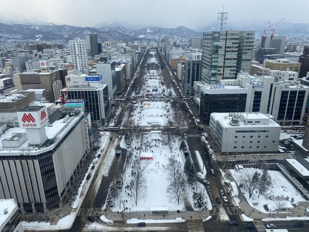 El Parque Odori desde la Torre de TV de Sapporo durante el Yuki Matsuri o Festival de la Nieve