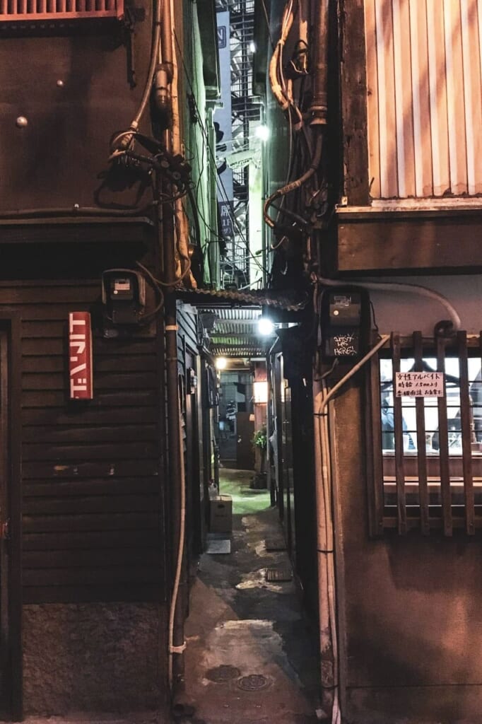 Callejón estrecho en Nonbei Yokocho