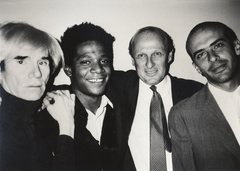 Andy Warhol, Jean-Michel Basquiat, Bruno Bischofberger y Fransesco Clemente, Nueva York, 1984.