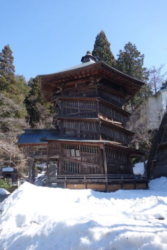 Aizu Wakamatsu: Die Pagode ist in ihrer Bauart kein zweites Mal auf der Welt zu finden.