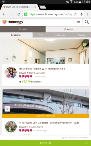 Eine Gastfamilie in Japan finden.