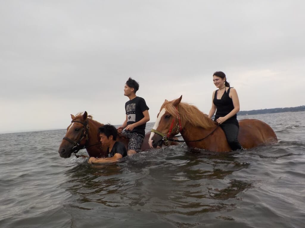 Reiten in der Nähe von Tokio, hier am Strand von Miura Kaigan.