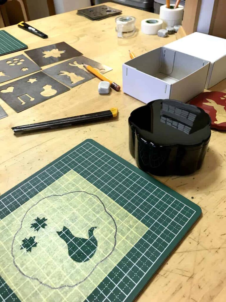 Blattgold-Workshop in Kinpakuya Sakuda.