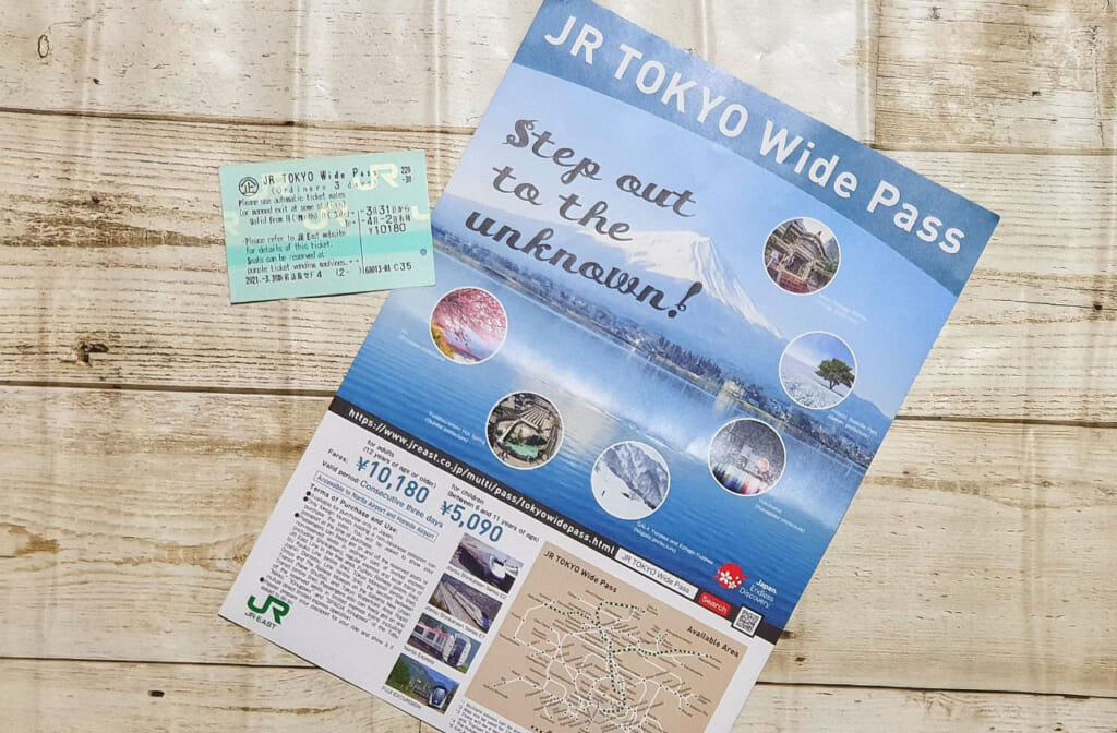 JR Tokyo Wide Pass Ticket und Flyer