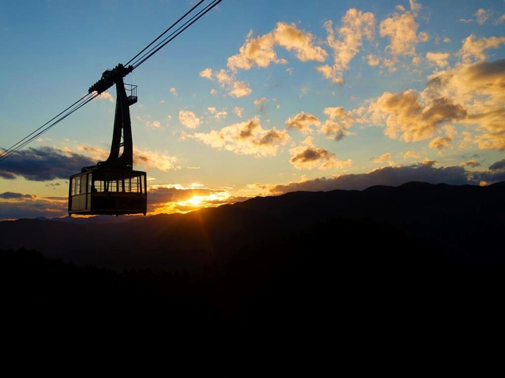 Die Tairyuji-Seilbahn auf dem Shikoku-Pilgerweg, Japan.