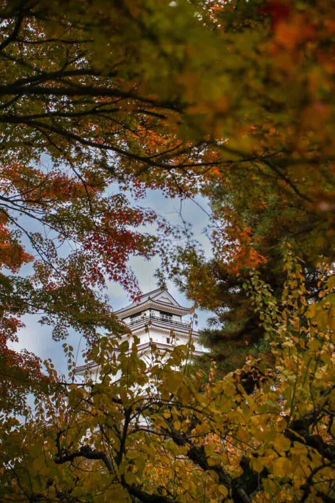 Die Samurai-Kultur der Burg Tsurugajo in der Präfektur Fukushima, Japan.