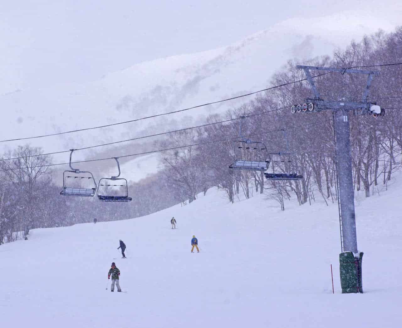 Japanischer Pulverschnee und Skilifte.