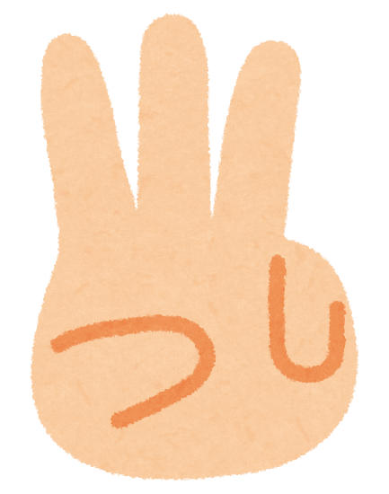 Drei Finger für japanische Zahlen zum Zählen.