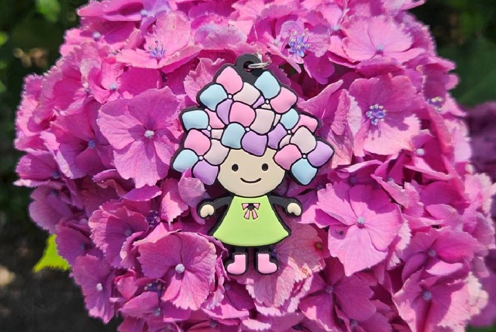 Schlüsselanhänger in Hortensienform