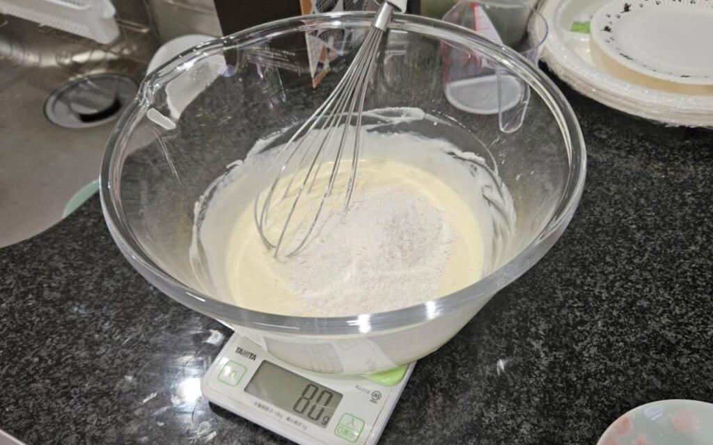 Backen eines japanischen Käsekuchen